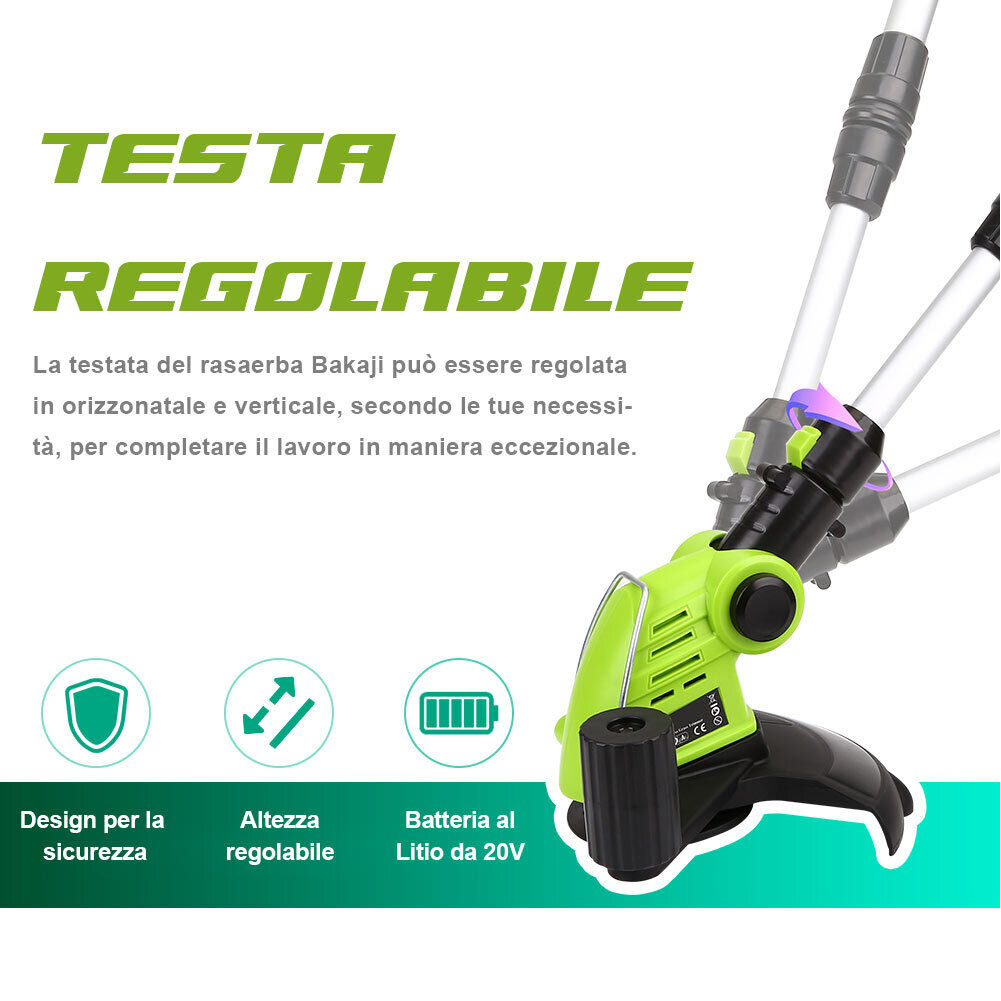 Decespugliatore Elettrico a Batteria Litio 20V Tagliaerba Tagliabordi Rasaerba