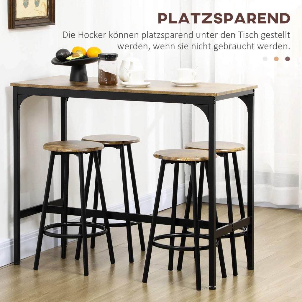 TAVOLO BAR Set da 5 pezzi 110x50x89,5 cm MDF Marrone