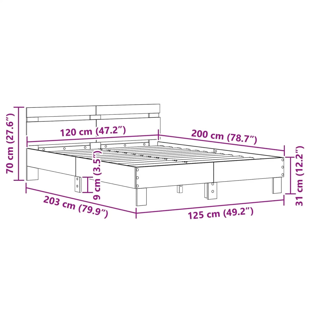 Struttura del letto Rovere Nero 120 x 200 cm 3417315