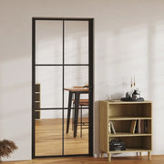 Porta da Interno ESG Vetro e Alluminio 93x201,5 cm Nera 151204