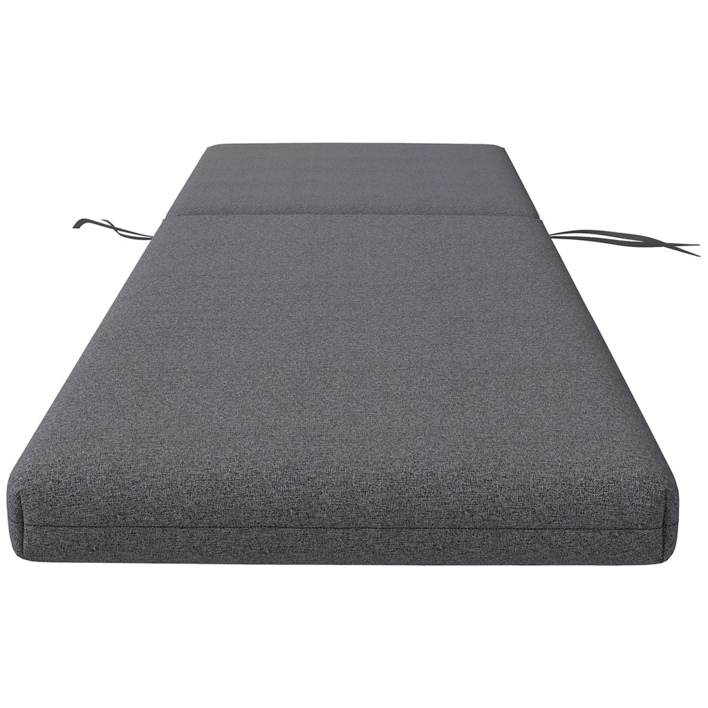 Set 2 Cuscini per Sedie da Esterno con Lacci e 2 Imbottiture, in Poliestere e Cotone, 190.5x58.4x7 cm, Grigio
