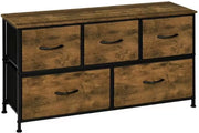 TV Dresser con 5 Lavelle - Comodino con Superficie in Legno e Struttura in Metallo - Per Salotto, Camera da Letto o Hall - Stile Vintage in Legno - 100x54x30 cm - Stabile e Spazievolutivo