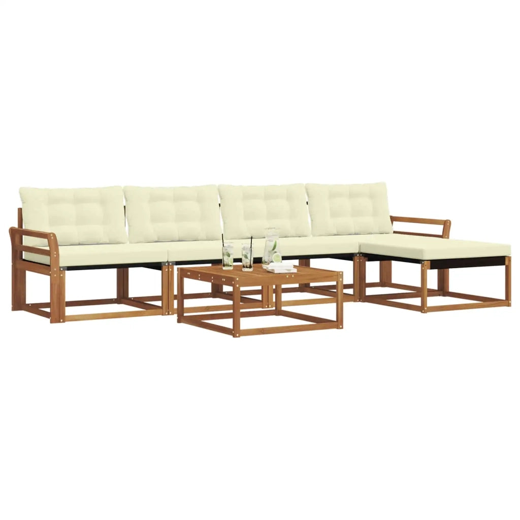 Set di divani da esterno con cuscino 6 pcs Naturale e Crema
