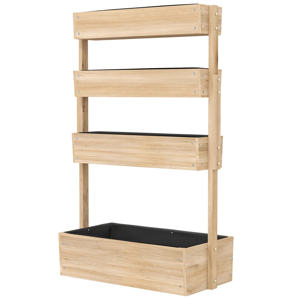Fioriera Giardino 4 Livelli Legno ¨C Zephmum ¨C Legno Naturale con Fori Drenaggio