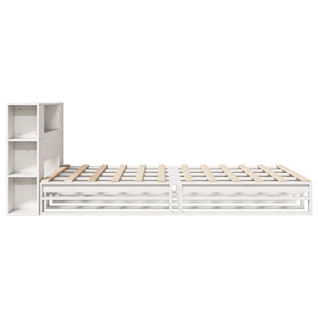Letto Libreria senza Materasso Bianco 135x190 cm Legno Massello 3323894