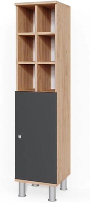 Mobiletto bagno Fynn, Antracite, 30 x 130.6 cm porta grande, per la conservazione di accessori da bagno e combinazione con Fynn