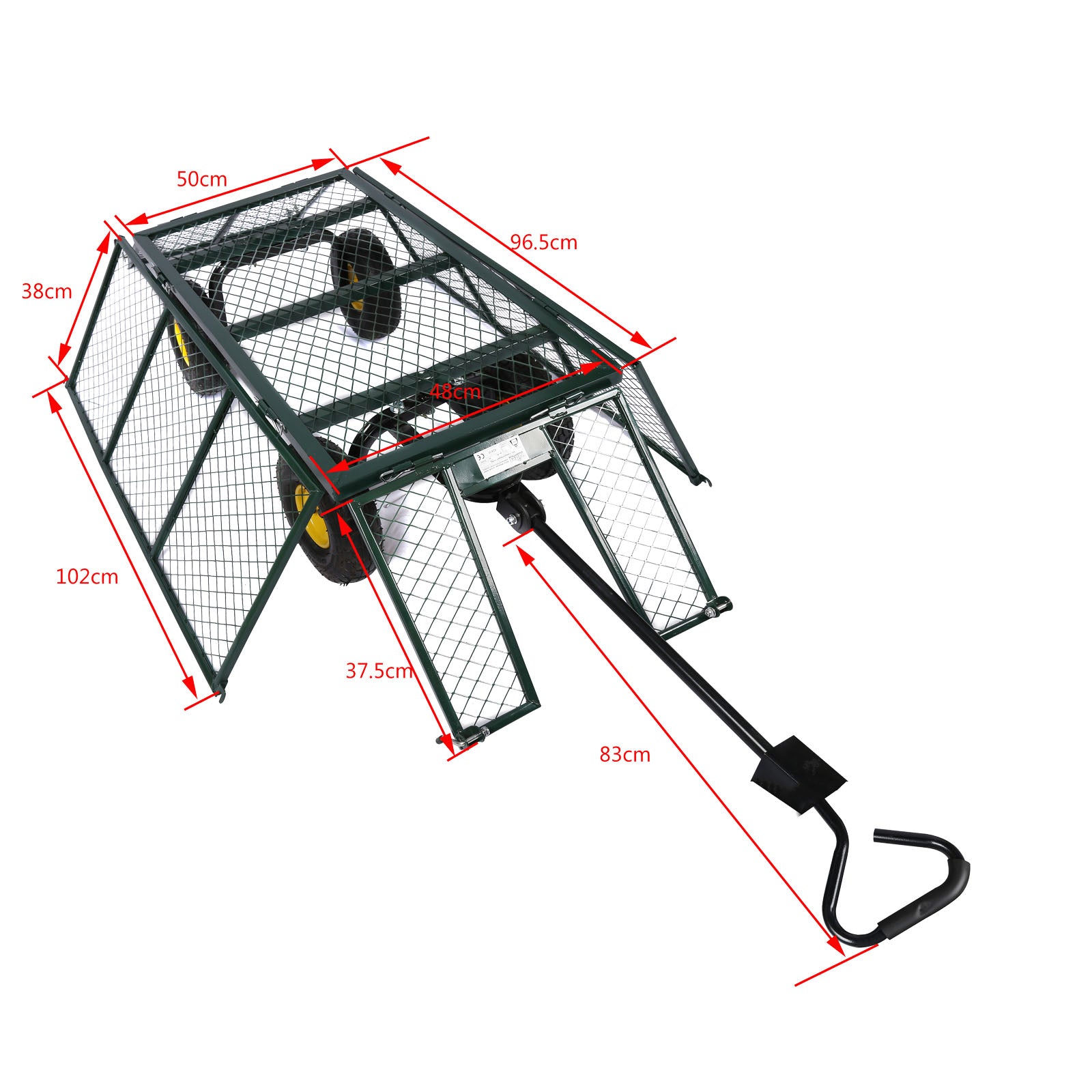 Carrello da trasporto con sponde ribaltabili max 550 kg, incl.telone, per giardino campagna