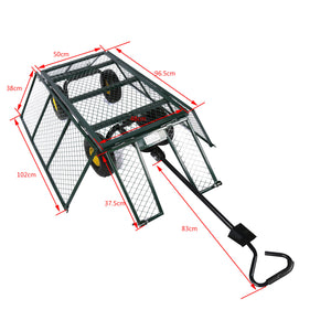 Carrello da trasporto con sponde ribaltabili max 550 kg, incl.telone, per giardino campagna