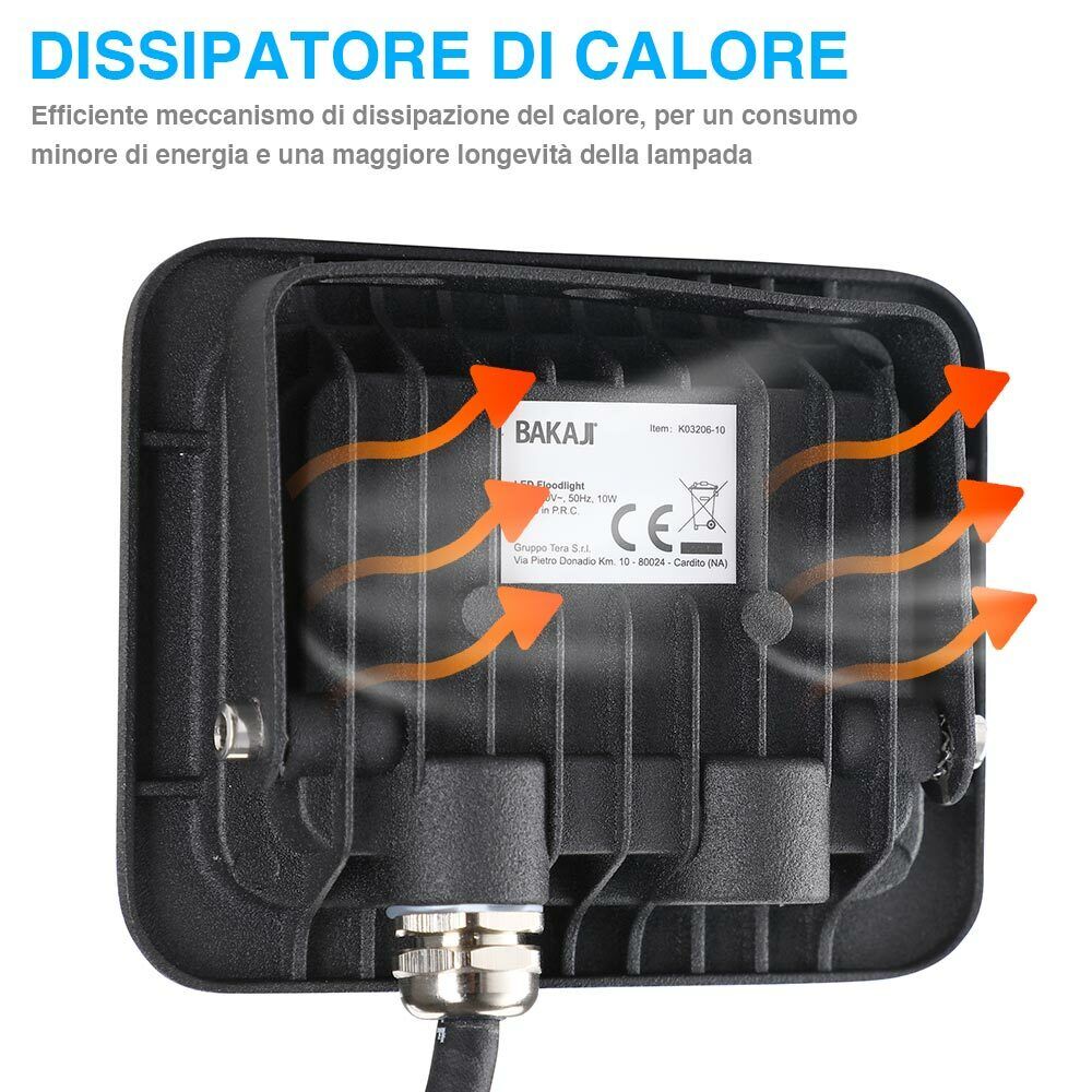 Faro Led 30W Luce Alta Luminosita 2550lm Faretto Esterno Slim Bianco Freddo IP65