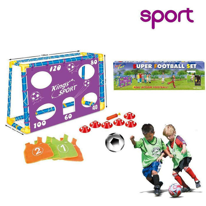 Porta Da Calcio Per Bambini 130 X 100 Cm Con Fori Punteggio 4 Casacche E Pallone