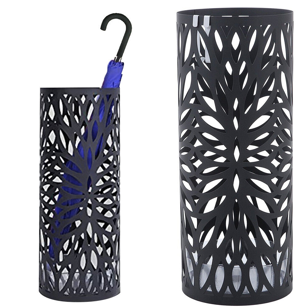 Portaombrelli in Ferro Design Rotondo Stand Nero Vaschetta Salvagoccia