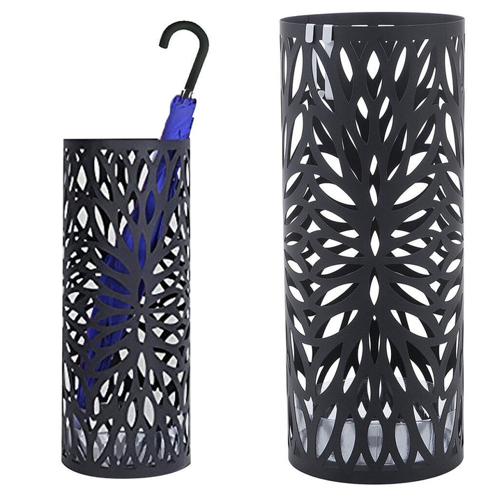 Portaombrelli in Ferro Design Rotondo Stand Nero Vaschetta Salvagoccia