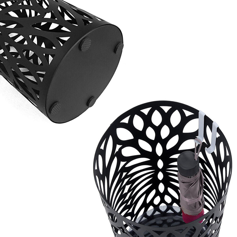 Portaombrelli in Ferro Design Rotondo Stand Nero Vaschetta Salvagoccia