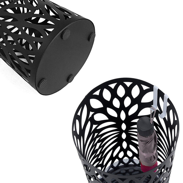 Portaombrelli in Ferro Design Rotondo Stand Nero Vaschetta Salvagoccia