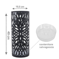 Portaombrelli in Ferro Design Rotondo Stand Nero Vaschetta Salvagoccia