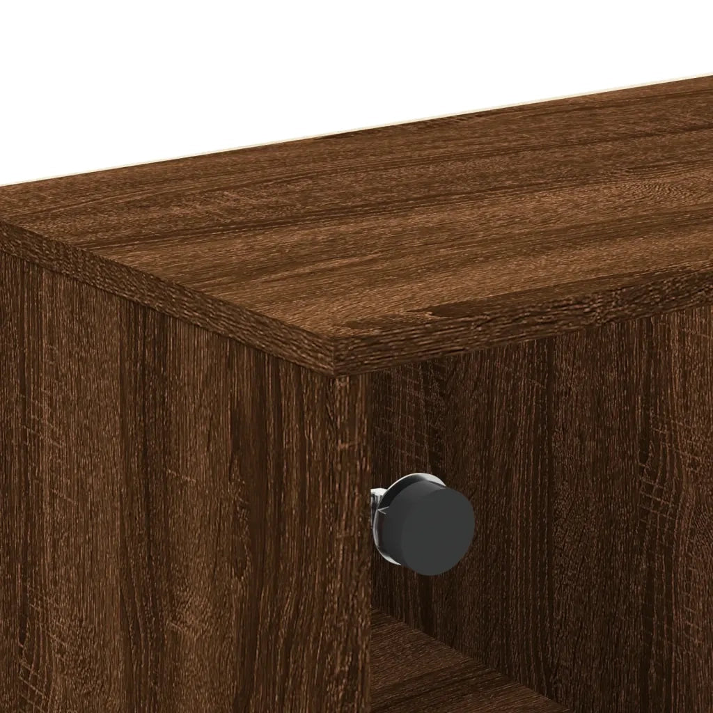 Tavolino salotto | Tavolino da caff¨¨ | Tavolino da Soggiorno con Ante in Vetro Rovere Marrone 68,5x50x50cm