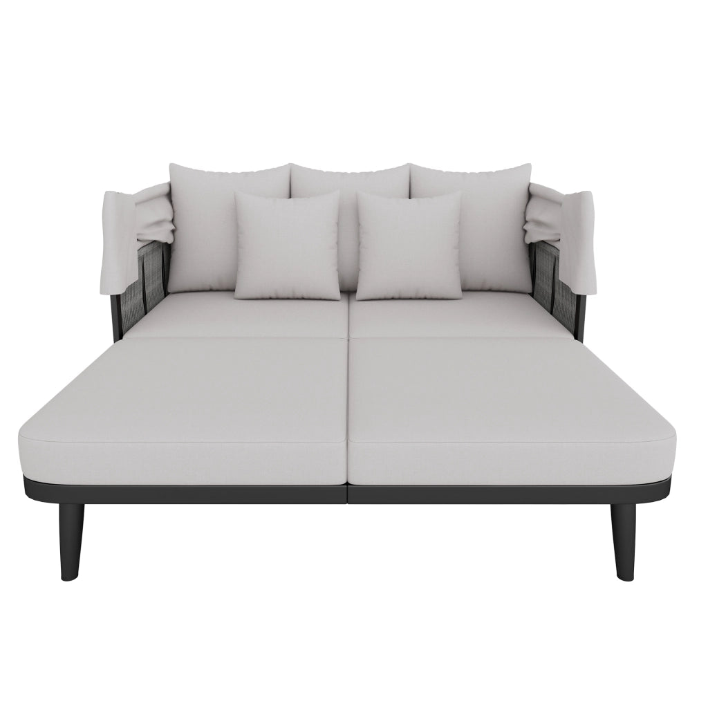 Set Sdraio da Giardino 2 Posti ¨C MINIMAL ¨C Polyrattan Grigio con Cuscini