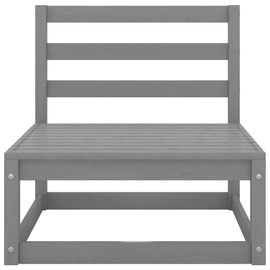 Set Divani da Giardino 9 pz Grigi in Legno Massello di Pino 3075856