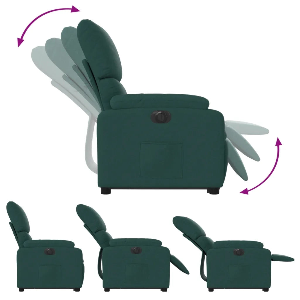 Poltrona Alzapersona Reclinabile Elettrica Verde Scuro Tessuto 3204854