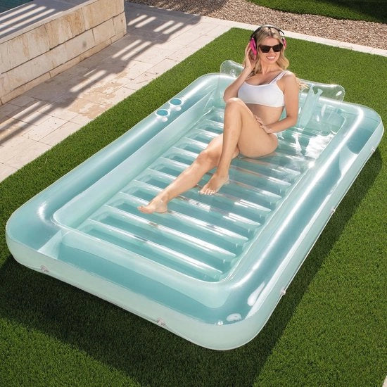 Ottomano Inflabile per Piscina - Divano Galleggiante con Bicchieri e Cuscino Capitale