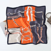 Sciarpa da donna in seta verde stampata, stile coreano, alla moda e versatile, sciarpa/fascia per il collo decorativa.