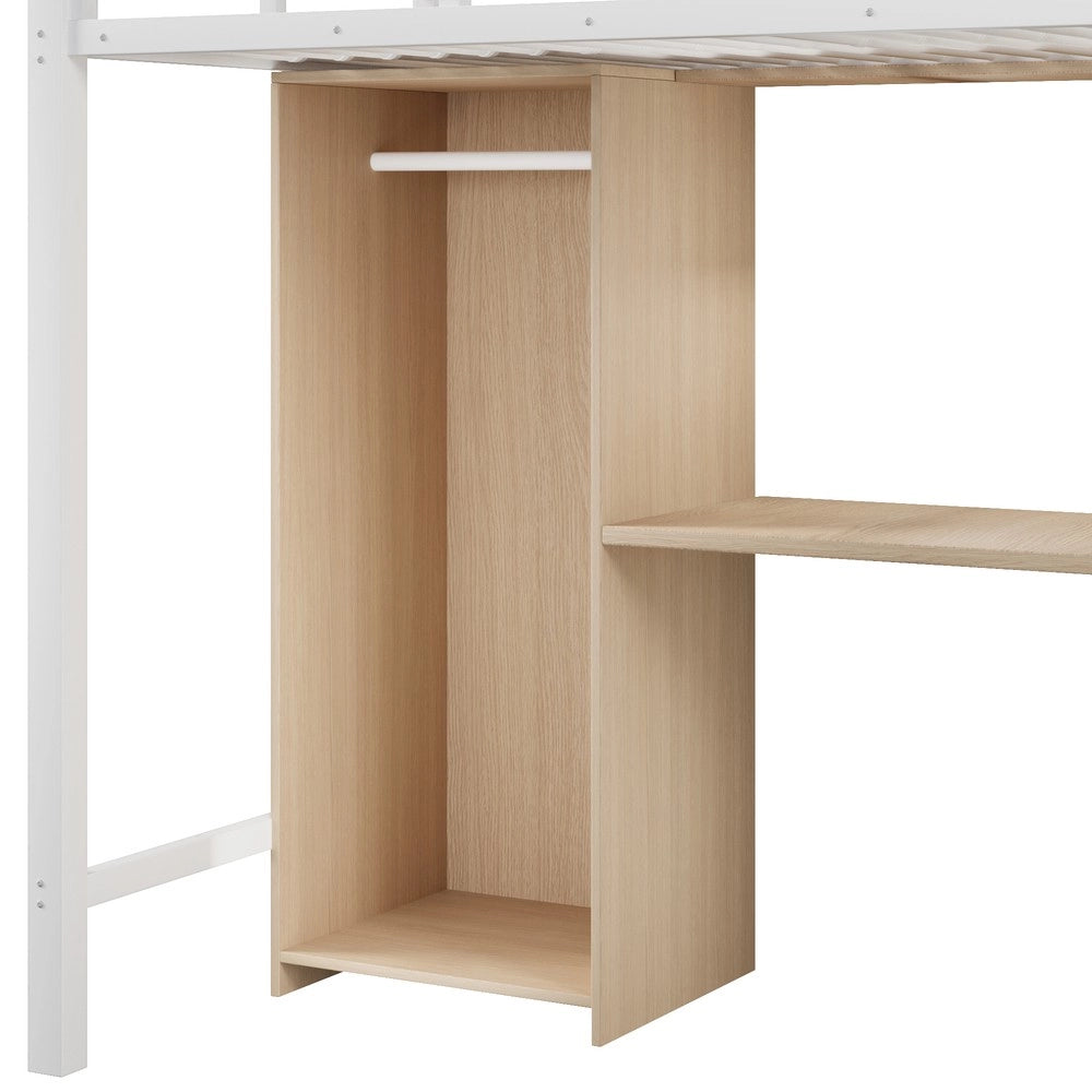 Letto a Soppalco con Armadio e Scrivania ¨C Xylo ¨C Struttura in Metallo Bianco 90x200