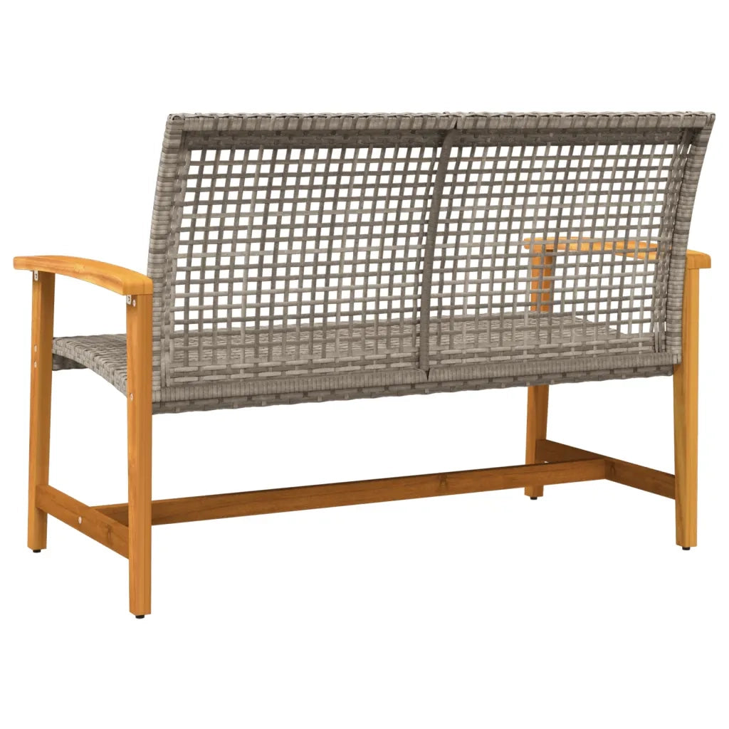 Panca da Giardino-Sgabello-Panca da esterno Grigia 112 cm in Polyrattan e Legno di Acacia