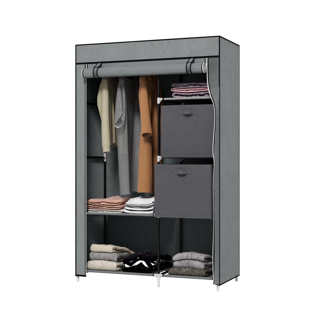 Armadio pieghevole con appendiabiti e ripiani ¨C Zephmum ¨C Grigio 102x42.5x162.5 cm