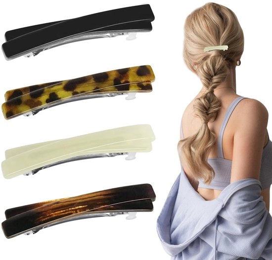 Accessori per capelli - 4 pezzi - Antiscivolo - Leggero - Duraturo - Per capelli fini/dunni - 6,5 x 1,2 cm - 2,56 pollici - Accessori per capelli