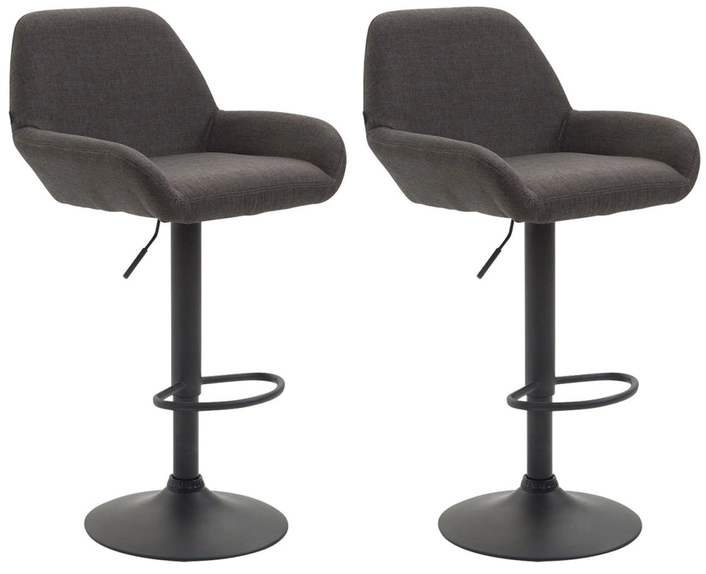 Set 2 Sgabelli Braga in tessuto grigio scuro,nero