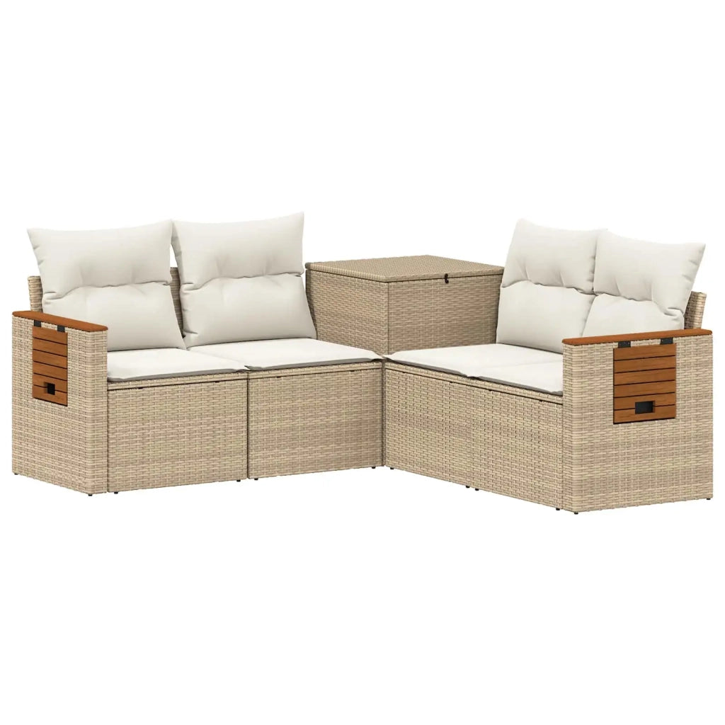 Set di divani 5 pz Beige e Bianco Crema 3447954
