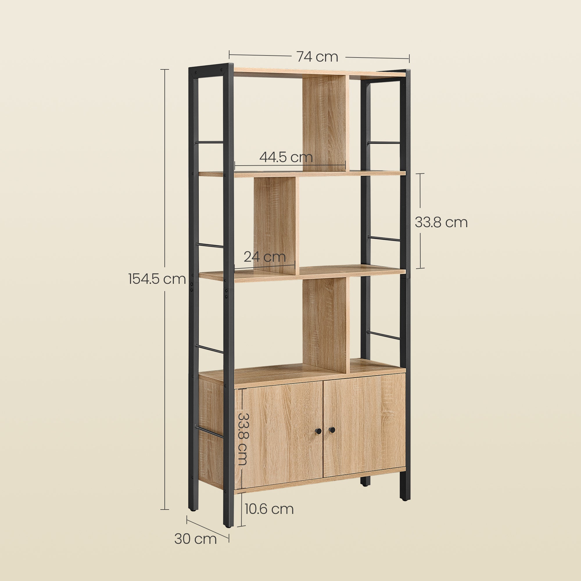 Libreria VALORA - Sonoma - Scaffale stabile per libri e decorazioni LBC022B11