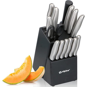 Set Coltelli 15 Pezzi Coltelli da Cucina Affilati con Blocco Supporto Multicolor