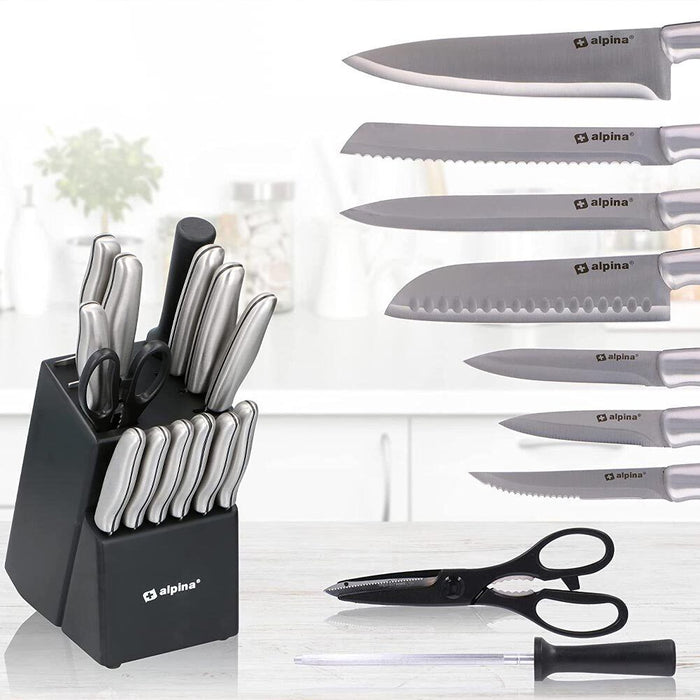 Set Coltelli 15 Pezzi Coltelli da Cucina Affilati con Blocco Supporto Multicolor