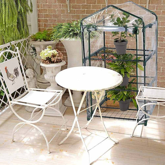 Serra da Giardino in PVC e Metallo Verde con 3 Ripiani Trasparente Robusta