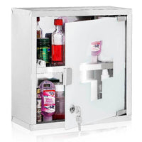 Armadietto Armadio Porta Medicinali Acciaio Inox Vetro Satinato 30x30x12 cm