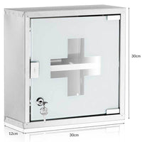 Armadietto Armadio Porta Medicinali Acciaio Inox Vetro Satinato 30x30x12 cm