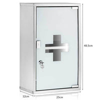 Armadietto Armadio Porta Medicinali Acciaio Inox Vetro Satinato 49  x25 x 12 cm