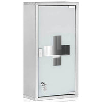 Armadietto Armadio Porta Medicinali Acciaio Inox Vetro Satinato 50x30x18 cm