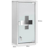 Armadietto Armadio Porta Medicinali Acciaio Inox Vetro Satinato 50x30x18 cm