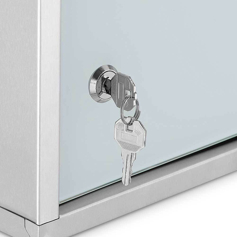 Armadietto Armadio Porta Medicinali Acciaio Inox Vetro Satinato 50x30x18 cm