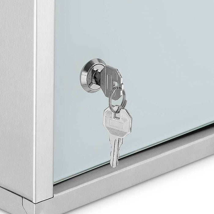 Armadietto Armadio Porta Medicinali Acciaio Inox Vetro Satinato 50x30x18 cm