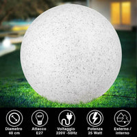 Lampada Sfera Giardino 40cm Luce Illuminazione Esterno Attacc E27 Effetto Pietra