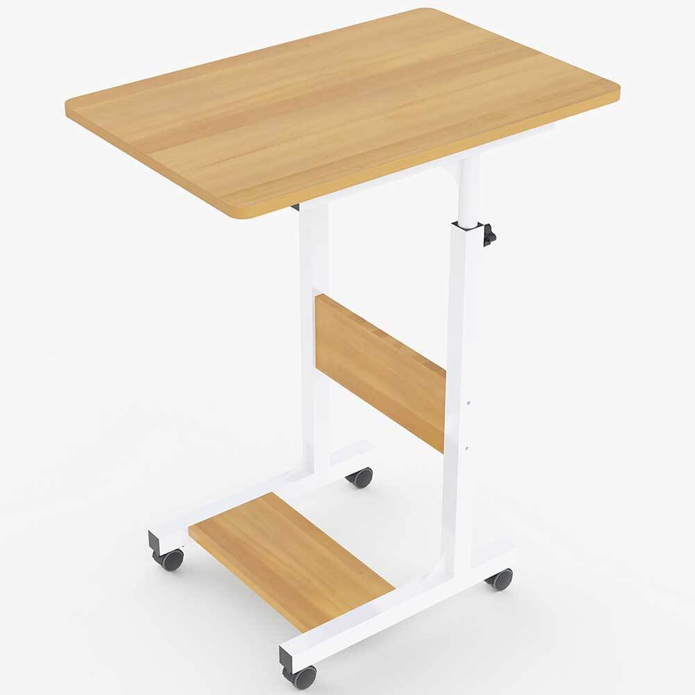 Tavolo Scrivania Porta Pc Computer Regolabile Tavolino Letto Divano Ruote Beige