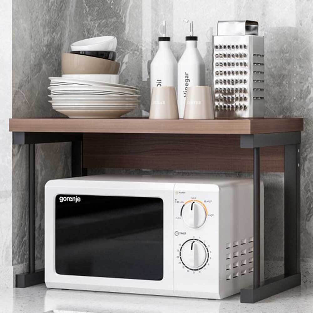 Scaffale Mensola Cucina Mobiletto Porta Microonde con Ripiano Metallo Legno Noce