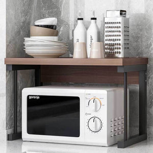 Scaffale Mensola Cucina Mobiletto Porta Microonde con Ripiano Metallo Legno Noce