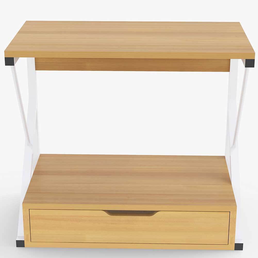 Scaffale Mensola Cucina Mobiletto Porta Microonde Cassetto Metallo Legno Beige