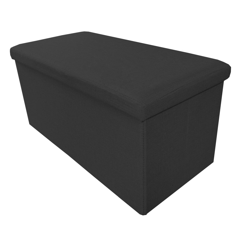Puff Ottomano Portaoggetti Rettangolare in Tessuto Pieghevole 76x38x38cm | Nyana Casa | Stile ottomano | Tessuto Resistente | Nero, grigio e beige