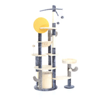 Fudajo Albero tiragraffi per gatti grigio scuro 172 cm con casetta amaca e palline