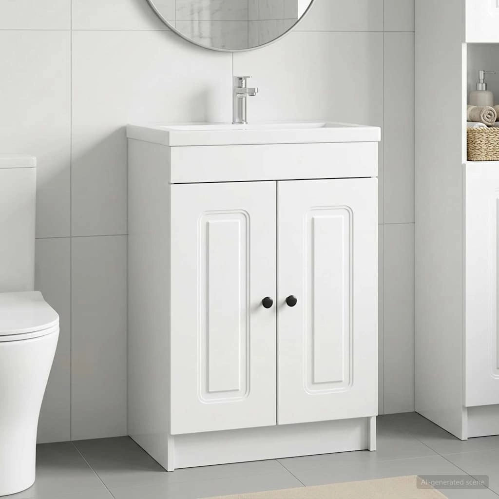Mobiletto da bagno sotto il lavello Bianco Lucido 890018